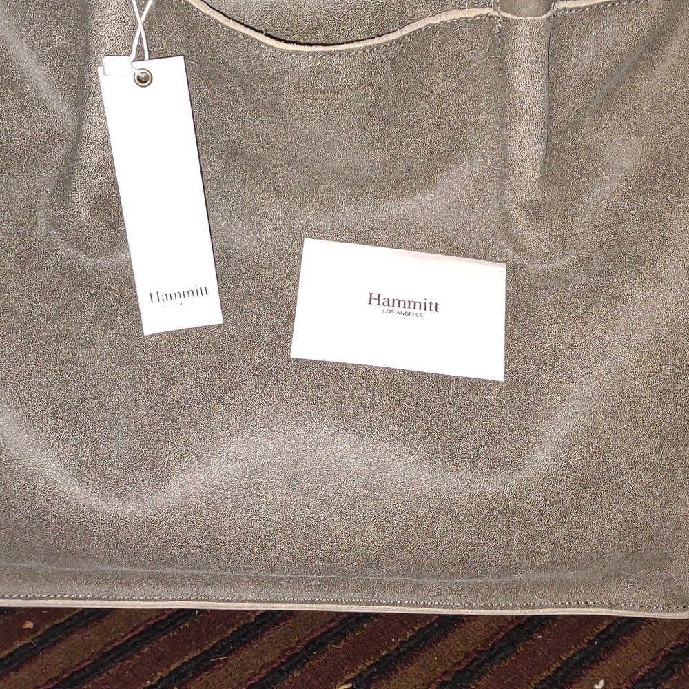 Hammitt Oliver Zip Tote Brushed suede studded leather Pewter